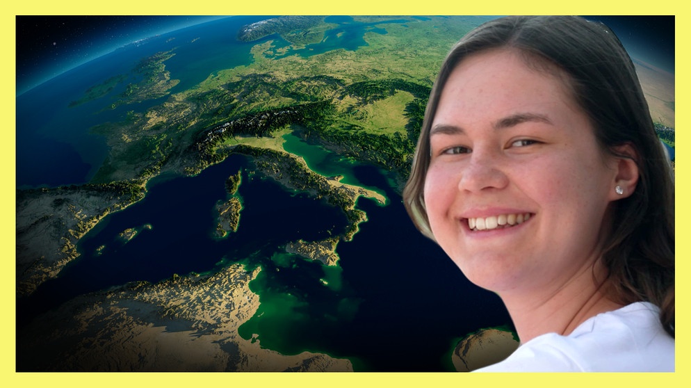 Anna im Studium der Angewandten Geographie B.Sc., RWTH Aachen University | Bild: BR/Montage: BR/Michale Ackermann und Anton Balazh (Hintergrund)