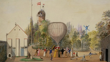 Die Ballonfahrerin Wilhelmine Reichard im Rosenbaumschen Garten in Wien. | Bild: picture-alliance / akg-images / Erich Lessing